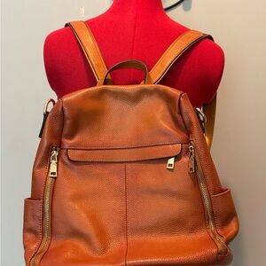 Chic Brown Leather Anti-theft Backpack